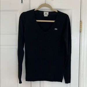 Lacoste Black V-Neck Sweater Small size 38